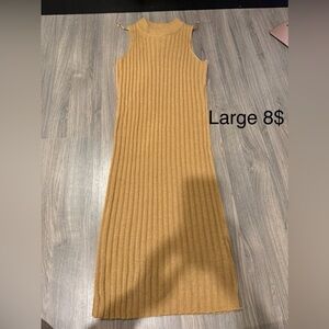 Sleeveless Ribbed Tan Dress